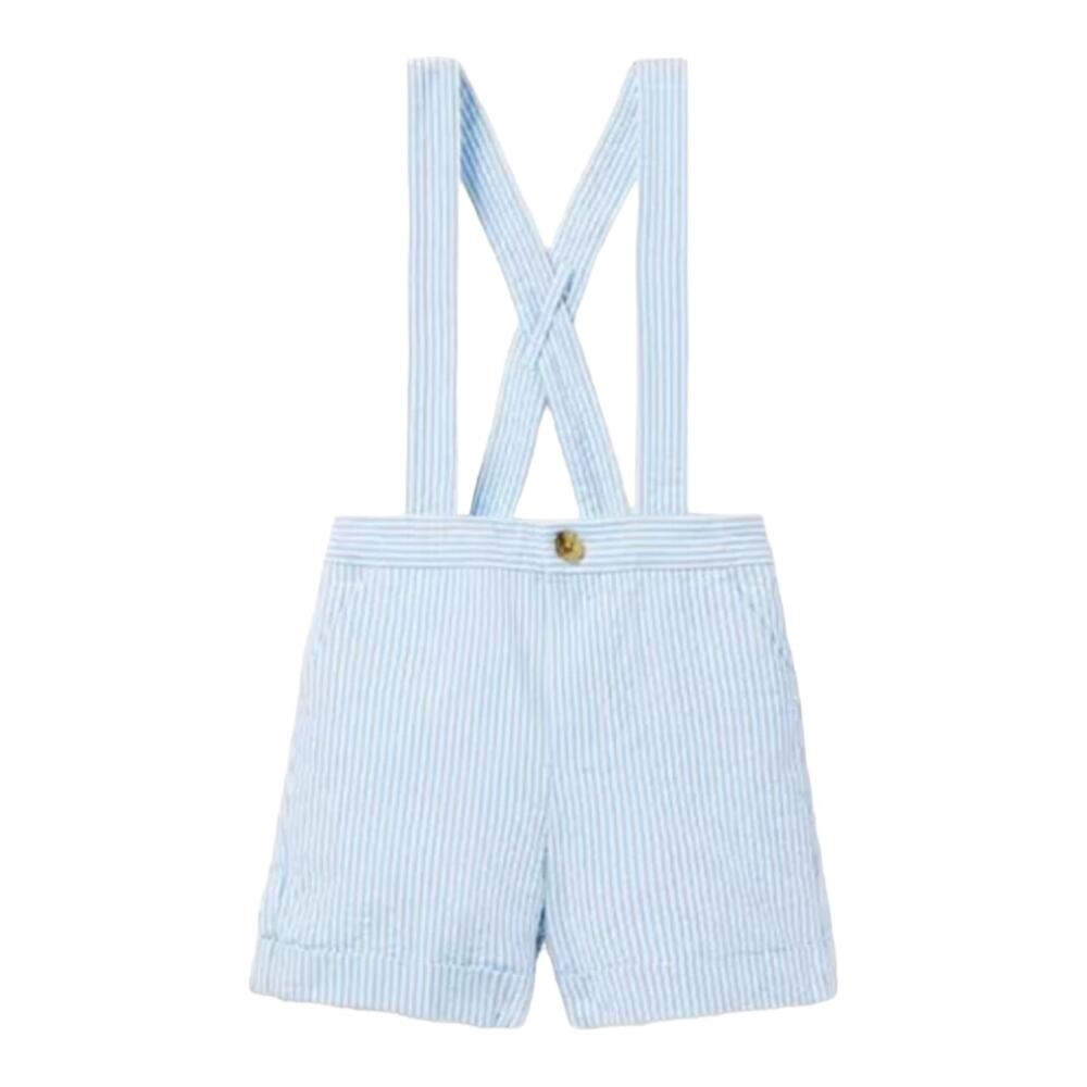 Janie & Jack NWT Baby Boy Seersucker Suspender Short.. 3-6 Months
